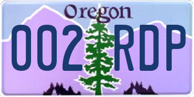 OR license plate 002RDP