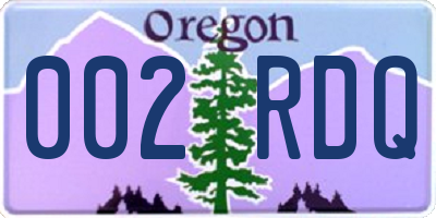 OR license plate 002RDQ