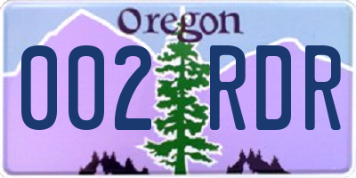 OR license plate 002RDR