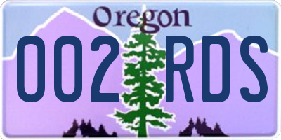 OR license plate 002RDS