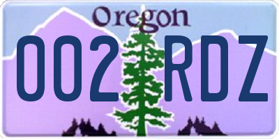 OR license plate 002RDZ