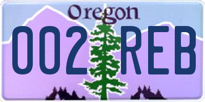 OR license plate 002REB
