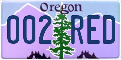 OR license plate 002RED