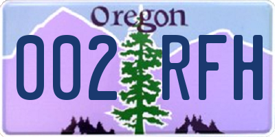 OR license plate 002RFH
