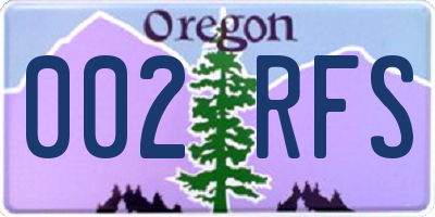 OR license plate 002RFS