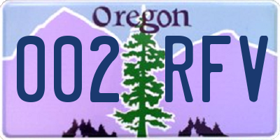 OR license plate 002RFV