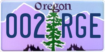 OR license plate 002RGE