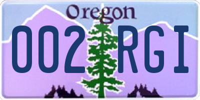 OR license plate 002RGI