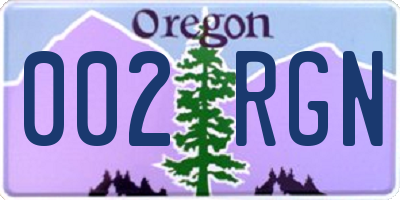 OR license plate 002RGN
