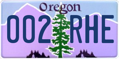 OR license plate 002RHE