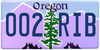 OR license plate 002RIB