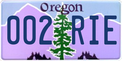 OR license plate 002RIE