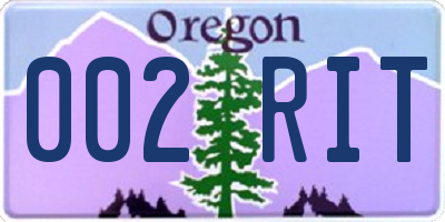 OR license plate 002RIT