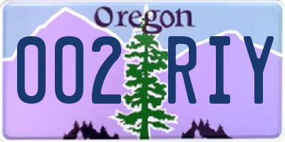 OR license plate 002RIY