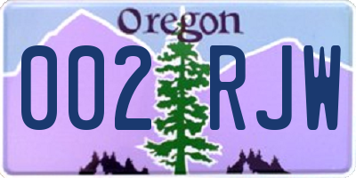 OR license plate 002RJW