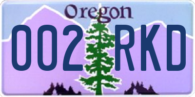 OR license plate 002RKD