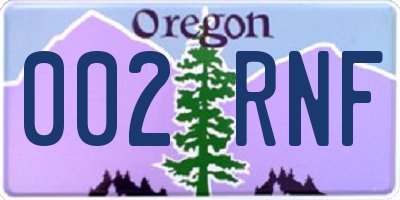 OR license plate 002RNF