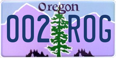 OR license plate 002ROG
