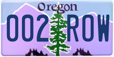 OR license plate 002ROW