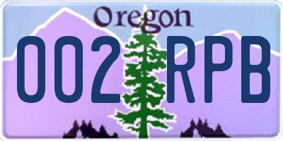OR license plate 002RPB