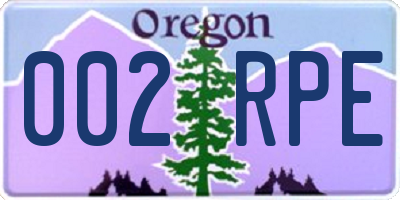 OR license plate 002RPE