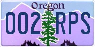 OR license plate 002RPS