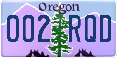 OR license plate 002RQD