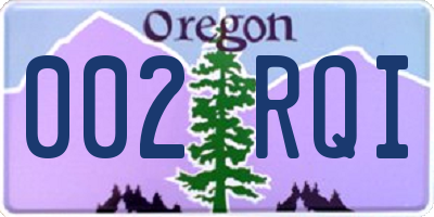 OR license plate 002RQI