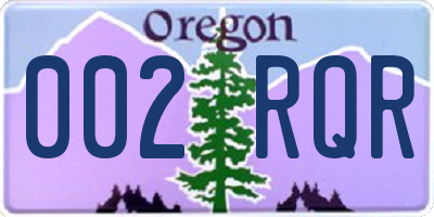 OR license plate 002RQR