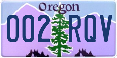 OR license plate 002RQV