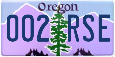 OR license plate 002RSE