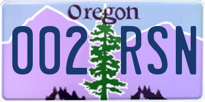 OR license plate 002RSN