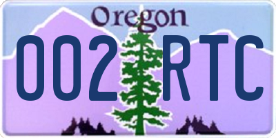OR license plate 002RTC