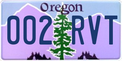 OR license plate 002RVT