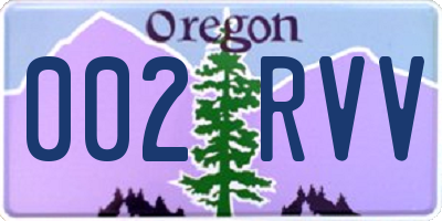 OR license plate 002RVV