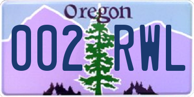 OR license plate 002RWL