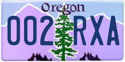 OR license plate 002RXA