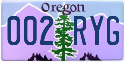 OR license plate 002RYG
