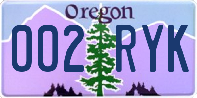 OR license plate 002RYK