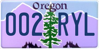 OR license plate 002RYL