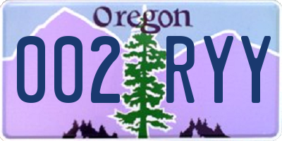 OR license plate 002RYY
