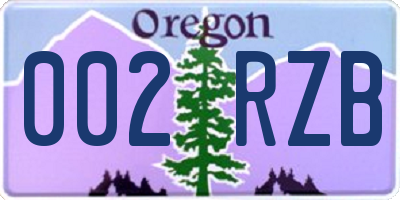 OR license plate 002RZB