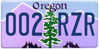 OR license plate 002RZR