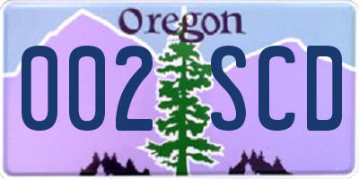OR license plate 002SCD