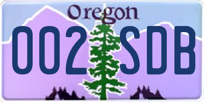 OR license plate 002SDB