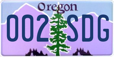 OR license plate 002SDG