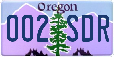 OR license plate 002SDR