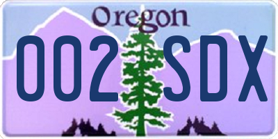OR license plate 002SDX