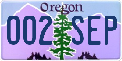 OR license plate 002SEP