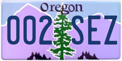 OR license plate 002SEZ